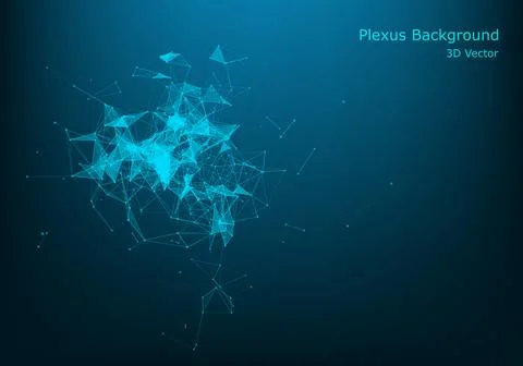 Abstract polygonal space low poly dark background with connecting dots and li Stock Illustration