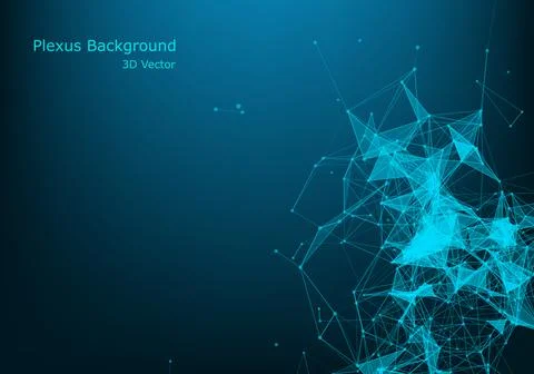 Abstract polygonal space low poly dark background with connecting dots and li Stock Illustration