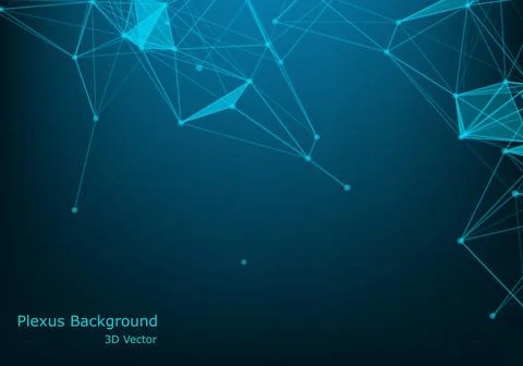 Abstract polygonal space low poly dark background with connecting dots and li Stock Illustration