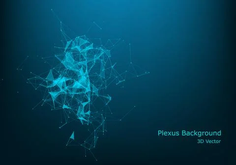 Abstract polygonal space low poly dark background with connecting dots and li Stock Illustration