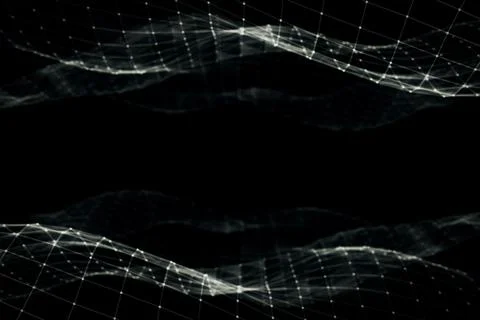Abstract polygonal space low poly black and white background with connecting  Stock Photos