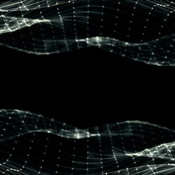 Abstract polygonal space low poly black background with connecting dots and l Stock Photos