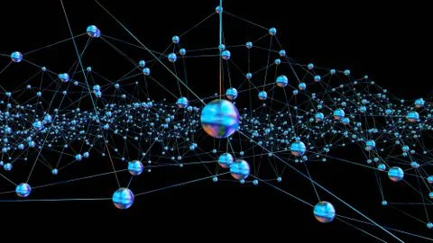 Abstract polygonal space low poly dark background with connecting dots and lines Stock Photos