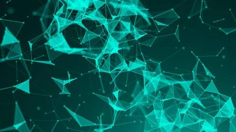 Abstract polygonal space low poly with connection lines and dots Abstract ... 스톡 사진