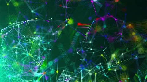 Abstract polygonal space with low polygons. Background with connecting dot... Stock Photos