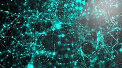 Abstract polygonal space with low polygons. Background with connecting dot... Stockfoto's