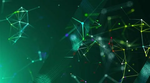 Abstract polygonal space with low polygons. Background with connecting dot... Stock Photos