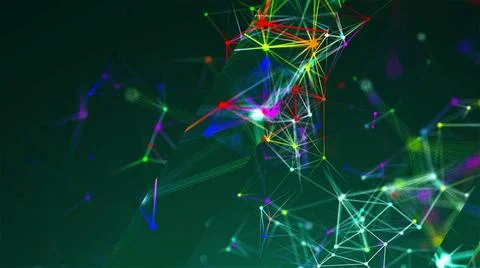 Abstract polygonal space with low polygons. Background with connecting dot... Stockfoto's