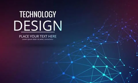 Abstract polygonal Technology design background with connected dots and lines Stock Illustration