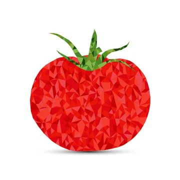 Abstract polygonal tomato vector form of white background. Stock Illustration