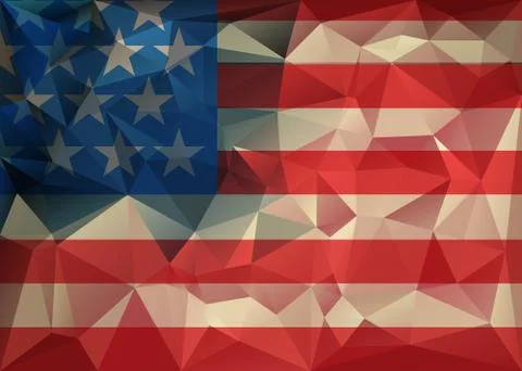 Abstract polygonal triangle USA flag background, Geometric low poly illustrat Illustrazione stock