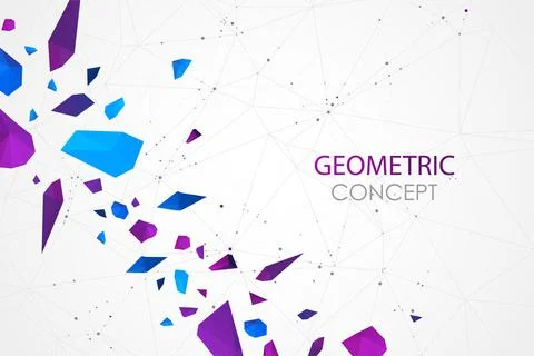 Abstract polygonal vector background with connecting dots and lines. Explode  Illustrazione stock