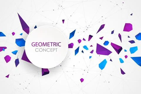 Abstract polygonal vector background with connecting dots and lines. Explode  Illustrazione stock