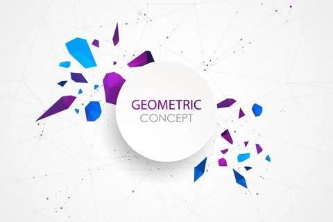 Abstract polygonal vector background with connecting dots and lines. Explode  Illustrazione stock