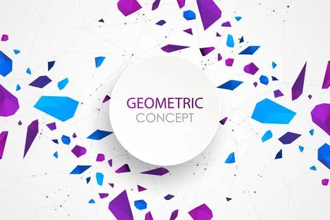 Abstract polygonal vector background with connecting dots and lines. Explode  Illustrazione stock