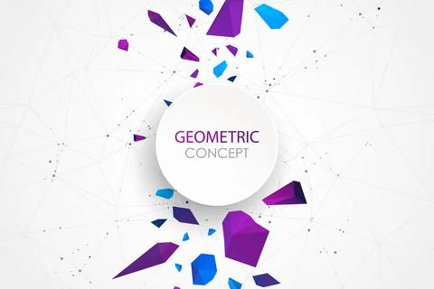 Abstract polygonal vector background with connecting dots and lines. Explode  Illustrazione stock