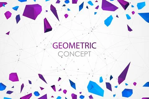 Abstract polygonal vector background with connecting dots and lines. Explode  Illustrazione stock