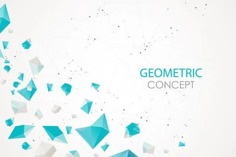 Abstract polygonal vector background with connecting dots and lines. Explode  Illustrazione stock