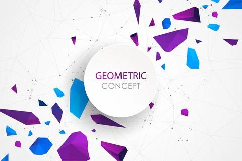 Abstract polygonal vector background with connecting dots and lines. Explode  Illustrazione stock
