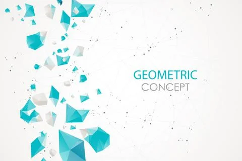 Abstract polygonal vector background with connecting dots and lines. Explode  Illustrazione stock