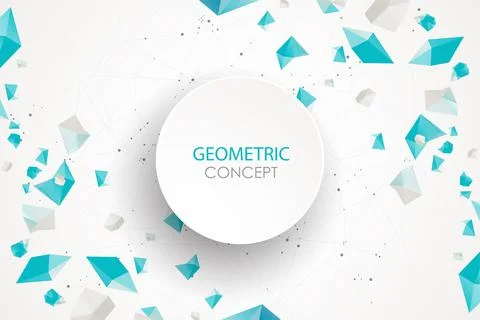 Abstract polygonal vector background with connecting dots and lines. Explode  Illustrazione stock