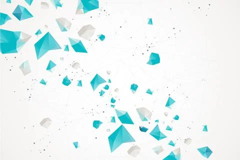 Abstract polygonal vector background with connecting dots and lines. Explode  Illustrazione stock