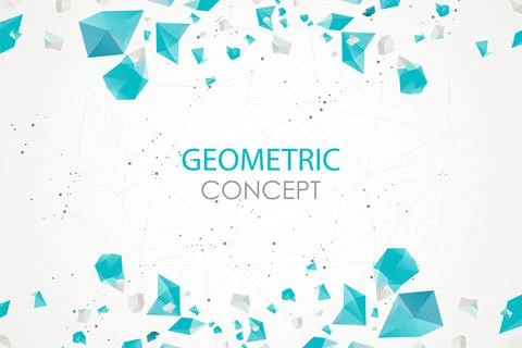 Abstract polygonal vector background with connecting dots and lines. Explode  Illustrazione stock