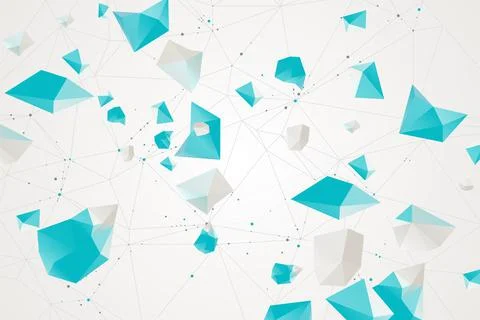 Abstract polygonal vector background with connecting dots and lines. Explode  Illustrazione stock