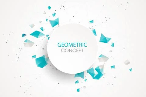 Abstract polygonal vector background with connecting dots and lines. Explode  Illustrazione stock