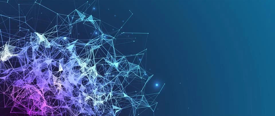 Abstract polygonal vector background with connecting dots and lines. Digital  Illustrazione stock