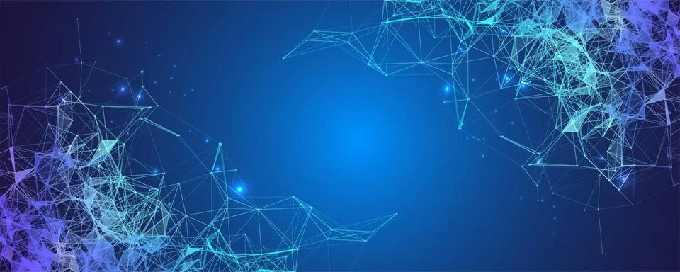 Abstract polygonal vector background with connecting dots and lines. Digital  Stock Illustration