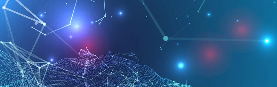 Abstract polygonal vector background with connecting dots and lines. Digital  Stock Illustration
