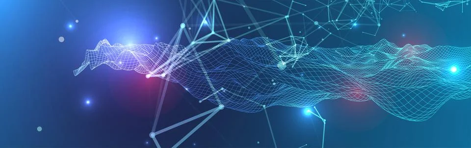 Abstract polygonal vector background with connecting dots and lines. Digital  Stockillustratie