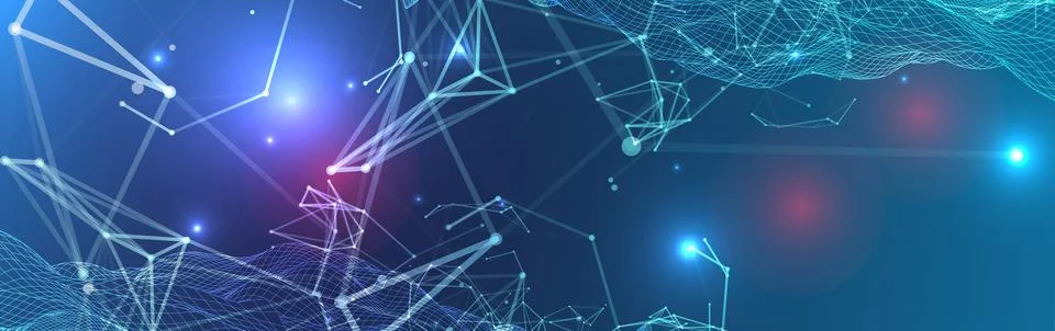 Abstract polygonal vector background with connecting dots and lines. Digital  Stock Illustration