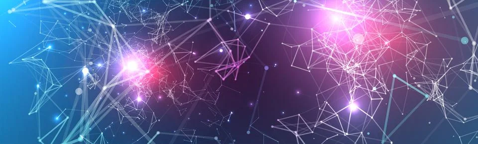 Abstract polygonal vector background with connecting dots and lines. Digital  Illustrazione stock