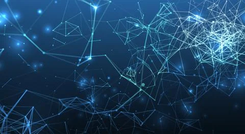 Abstract polygonal vector background with connecting dots and lines. Digital  Stockillustratie