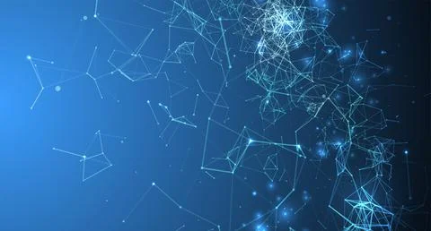 Abstract polygonal vector background with connecting dots and lines. Digital  Stock Illustration