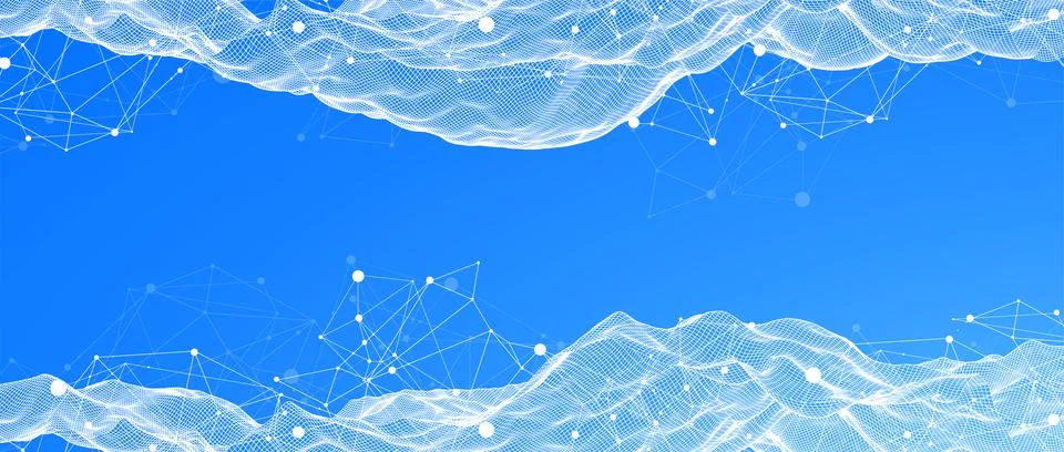 Abstract polygonal vector science background with connecting dots and lines. Stock Illustration