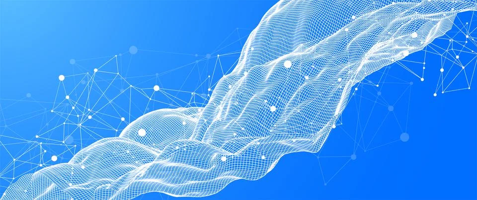 Abstract polygonal vector science background with connecting dots and lines. イラスト素材