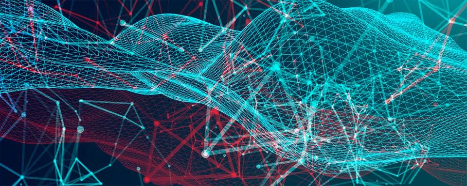 Abstract polygonal vector science background with connecting dots and lines. Stock Illustration