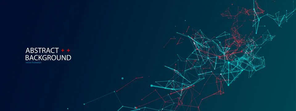 Abstract polygonal vector science background with connecting dots and lines. Stock Illustration