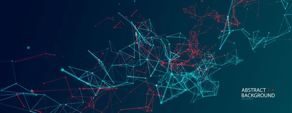 Abstract polygonal vector science background with connecting dots and lines. Stock Illustration