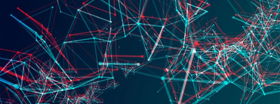 Abstract polygonal vector science background with connecting dots and lines. Stock Illustration