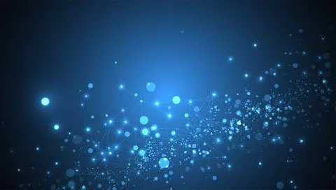 Abstract polygonal vector science background with connecting dots and lines. Stock Illustration