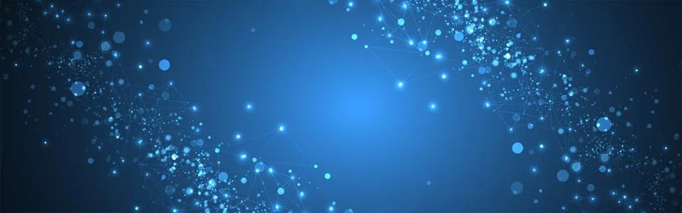 Abstract polygonal vector science background with connecting dots and lines. 스톡 일러스트