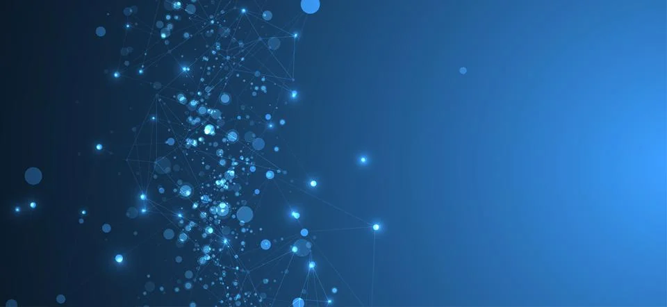 Abstract polygonal vector science background with connecting dots and lines. Stock Illustration