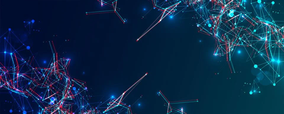 Abstract polygonal vector science background with connecting dots and lines. Stock Illustration