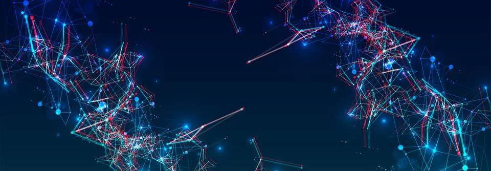 Abstract polygonal vector science background with connecting dots and lines. 스톡 일러스트