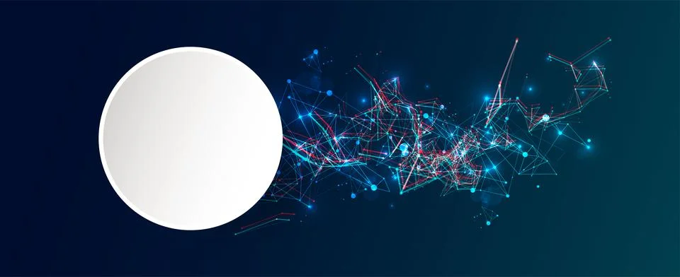 Abstract polygonal vector science background with connecting dots and lines. Illustrazione stock
