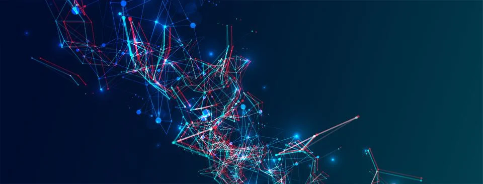 Abstract polygonal vector science background with connecting dots and lines. Stock Illustration